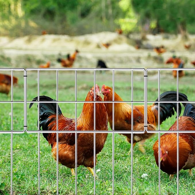 30 Pack Garden Fencing Animal Barrier, 17In(H) X32.4Ft(L) Animal Barrier Wire Fence, 2.16 Gap Rustproof Metal Border for Dog Digging, Ground Defense Border Fence for Outdoor Yard Patio.