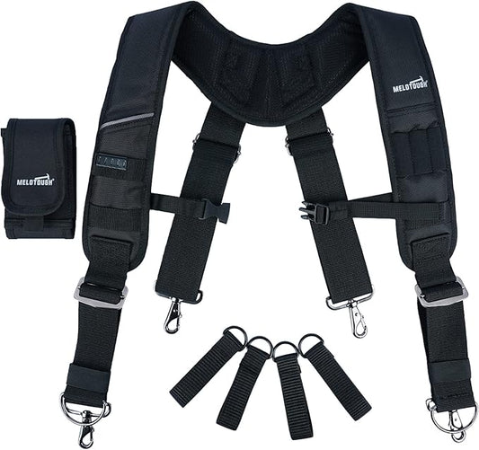 MELOTOUGH Tool Belt Suspenders Construction Bag Suspenders Heavy Duty Padded Work belt Suspenders for Carpenter/Electrician/Roofing/Farmer work Suspension Rig
