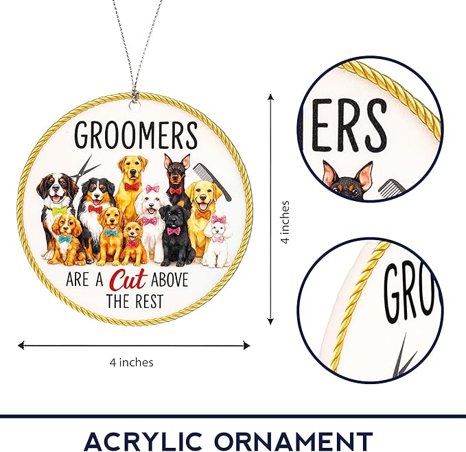 Groomer Ornament – Pet Groomer Christmas Ornament – Groomer Appreciation Card Xmas Gift – Pet Groomer Holiday Ornament – White Elephant Gifts - Xmas Tree Funny Decoration Dog Lover