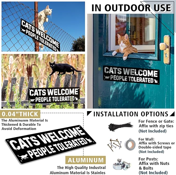 Black Cat Gifts for Women People Who Love Cats Funny Wall Gothic Halloween Decor for Home, Cute Christmas Rustic Vintage Tin Sign for Orange Siamese Tuxedo Indoor Outdoor Farmhouse Decor