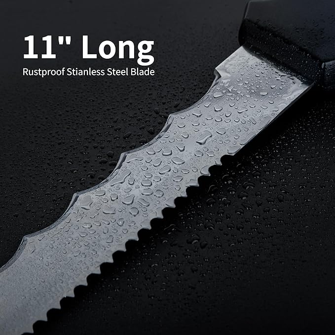 Insulation Knife with Sheath Stainless Steel Blade 11” Double Sided Insulation Cutter for Cutting Mineral Wool Insulation Sod Cutter Garden Knife for Lawn Repair (1)