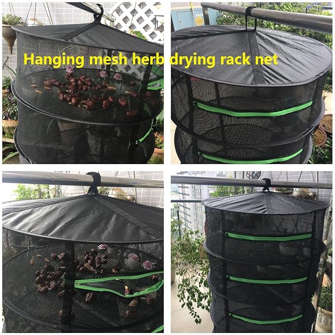 Herb Drying Rack for Seed 6 Tier,Flower Bud Drying Rack Net,Weed Dryer Rack,6 Layer Mesh Hanging Plant Dryer,Outdoor Plant Dry Net Hanging Tea,Bacon Sausage Dryer Net with Zipper Opening