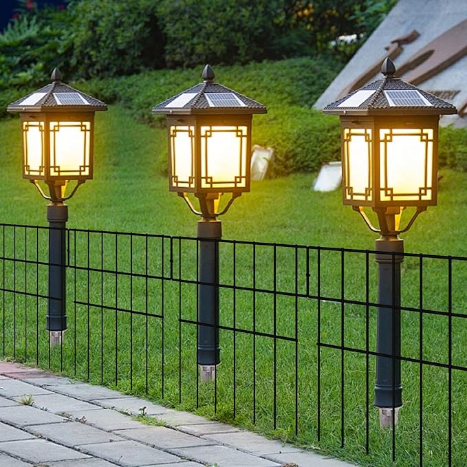 25 Pcs Animal Barrier Wire Fence 17In(H) X 27Ft(L) Rustproof Metal Wire Garden Border Fence 1.73in Gap Metal Small Fence Panels for Dog Rabbits Decorative Garden Patio