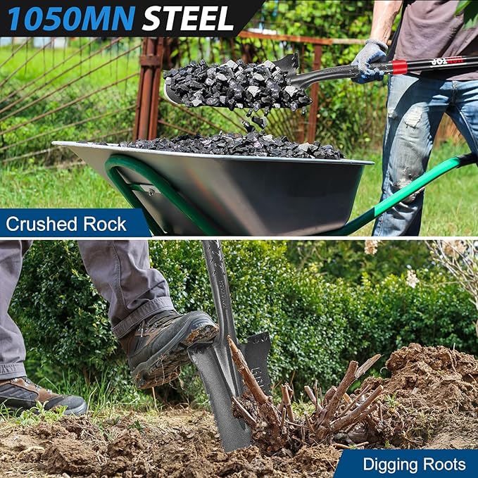 Drain Spade Shovel - Trenching, Transplanting, Narrow, Serrated for Digging, 44 Inches