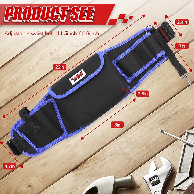 Tool Belt,600D Water-draining Oxford Cloth Tool Belts for Men,Electrician Tool Belt Widely Applied to Repairmen,Electrician,Carpenter,Construction(5 pockets)