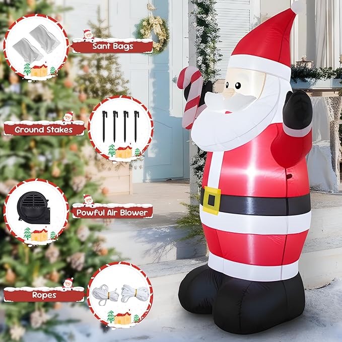 TRMESIA 4 Foot Christmas Inflatable Christmas Blow up Santa Claus Decoration with LED Lights Indoor Outdoor Graden Yard Party Holiday Decor