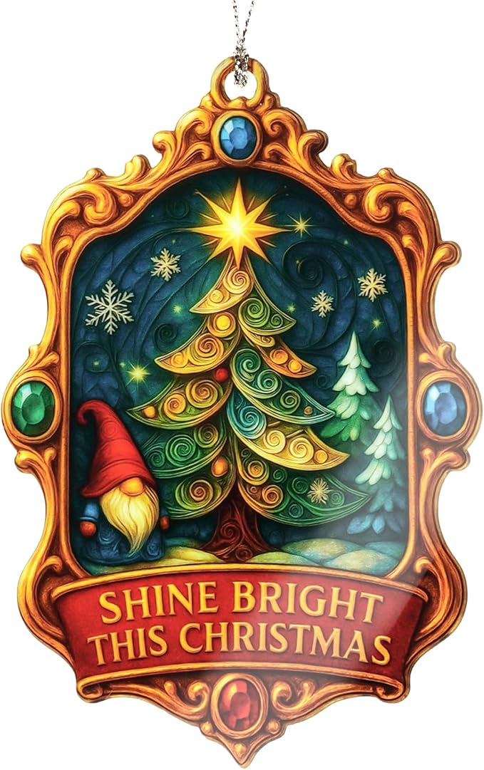 Christmas Ornament 2025 - Vintage Christmas Ornament - Acrylic Xmas Ornament - Art Ornament - Suncatcher Effect Window Hanging - car Hanging Accessories