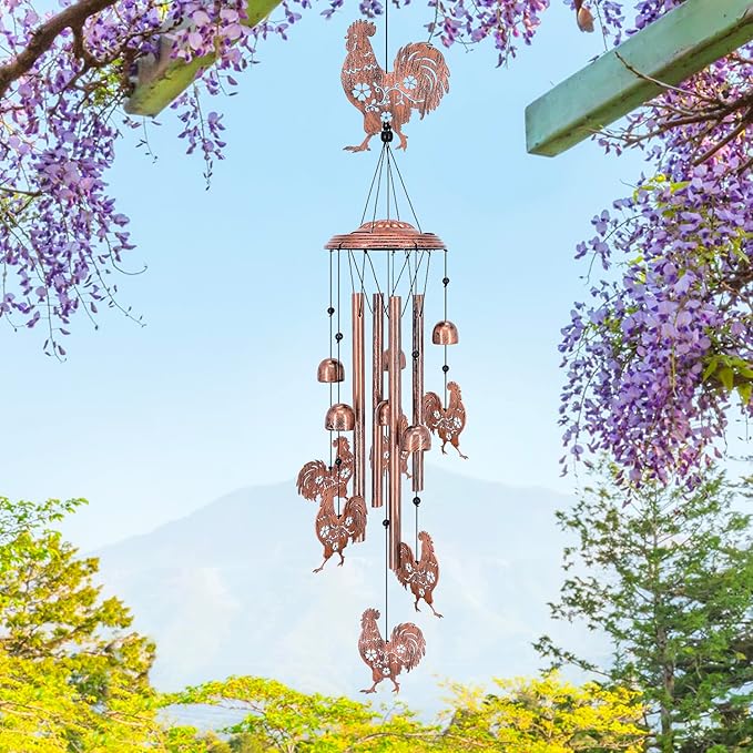 Christmas Gifts for Women Chicken Wind Chimes Outdoor Chicken Birthday Gifts for Men/Mom/Grandma Rooster Metal WindChimes Outside/Indoors, Lawn, Patio, Garden Decor, Yard Decorations