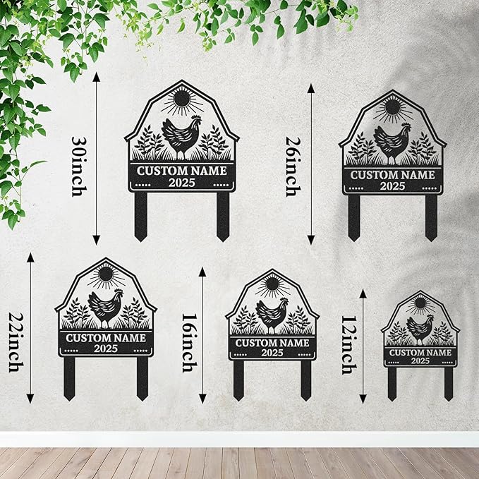 Personalized Metal Chicken Coop Sign, Custom Name Chicken Coop Signs for Outside, Decorative Garden Stakes, Metal Yard Art, Backyard Farmhouse Decor, Chicken Gifts for Women Man Color10