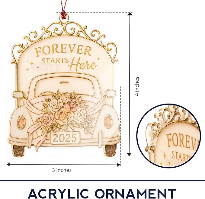 Wedding Ornament 2025, New Home 2025, Mr Mrs Bride Gifts, Wedding Gifts, Christmas Ornament 2025, Suncatcher Effect Stained Glass Window Hanging, car Hanging Accessories, Engagement or Anniversary