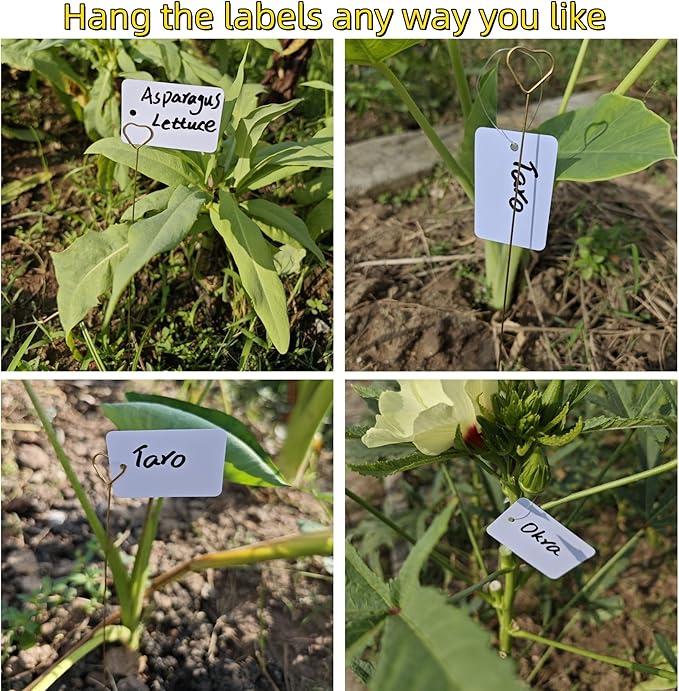 Garden Markers & Plant Labels Kit, All-in-One with 20 Golden 12 Inch Metal Stakes & 40 Waterproof Reusable Tags, Ties and Marker for Outdoor and Indoor Potted Plants