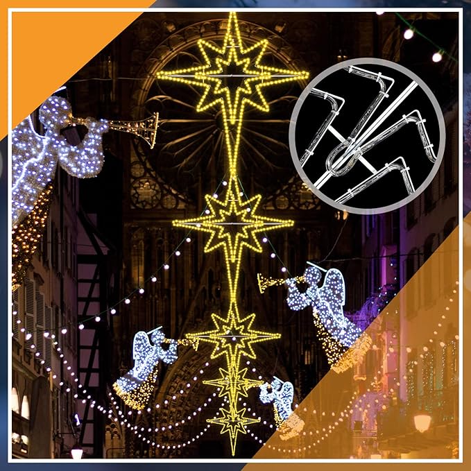 Outdoor Christmas Star of Bethlehem Large LED Star Window Plug Operated Lighted for Xmas Wall Window Indoor Outside Home Street Store Holiday Decorations(50'',Warm Light)