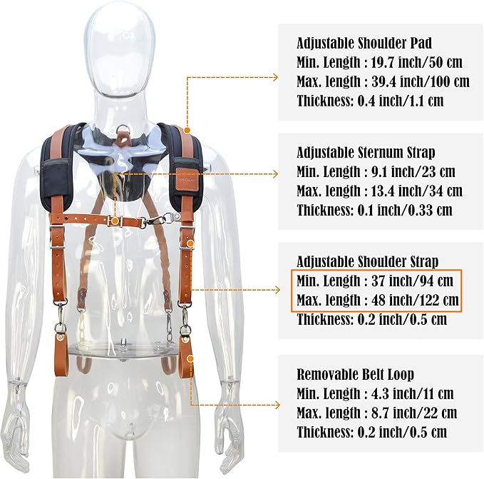 Construction suspenders for carpenter, men for framing Leather tool belt