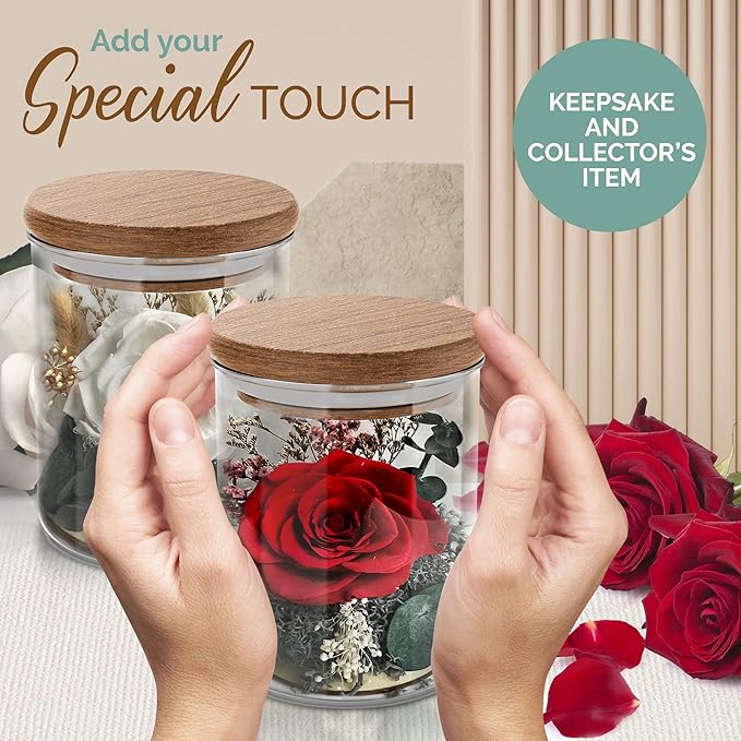 Red Rose in a Glass Dome - Premium Real Roses that Last a Year or More - Mother's Day Unique Gifts For Her Preserved Roses - Forever Flower Decor Preserved Flowers - Eternal Rose Display