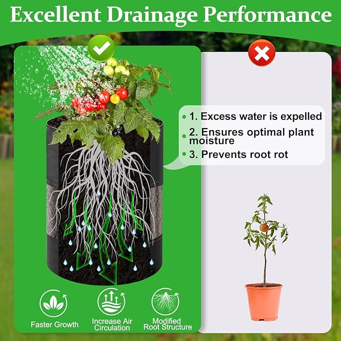 4 Pack 7 Gallon Black Potato Grow Bags with 360° Visible Flap Window,Thickened Potato Planter for Growing Potatoes,320g Heavy Duty Nonwoven Fabric Pots Plant Garden Bags to Grow Vegetables Tomato