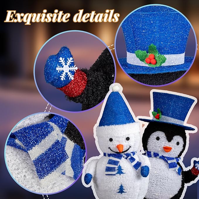 VINGLI 2 Pack 28 Inch Lighted Snowman Penguin Christmas Decorations, Prelit LED Outdoor Indoor Yard Lawn Garden Pathway Front Porch Home Holiday Winter Xmas Christmas Party Decor Display Set