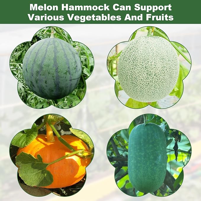 10 Pack Melon Hammock Watermelon Nets,Heavy Duty Garden Trellis for Cantaloupe Pumpkin Support,Vertical Garden Hanging Bag, Black