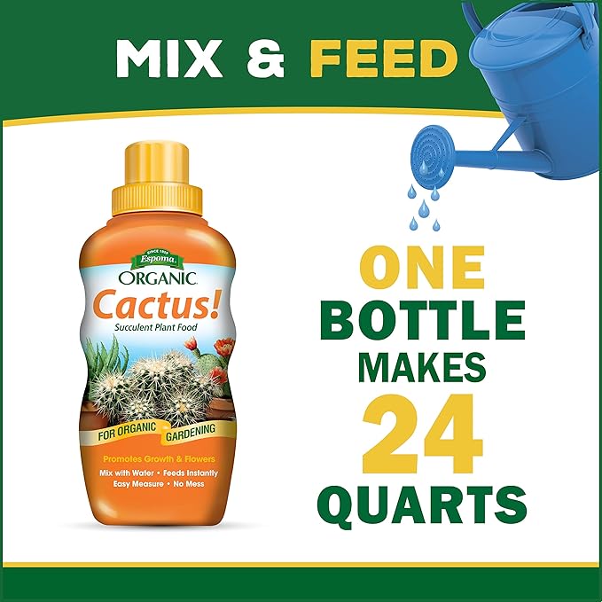 Espoma Organic Cactus Soil Mix 4qt Bag and Cactus! Liquid Plant Food Concentrate 8oz Bottle. Use for Cactus & Succulents - for Organic Gardening - Combo Pack