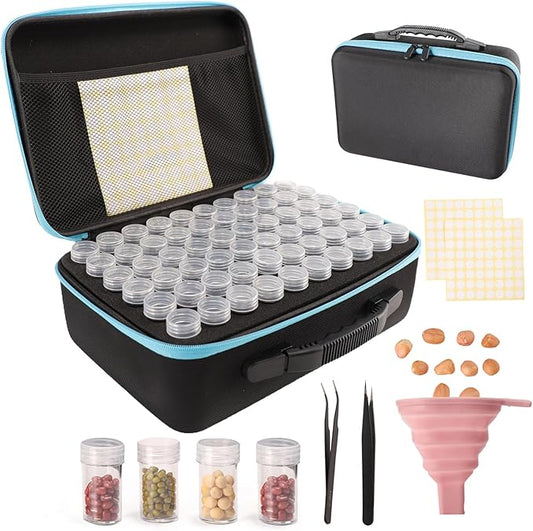 Seed Storage Organizer, Seed Storage Container with 120 Slot, Sturdy Seed Organizer Storage Box with Zipper Bag Label Stickers, 120 Plastic Bottles, Funnel, 2 Tweezers, for Flower Plants Garden