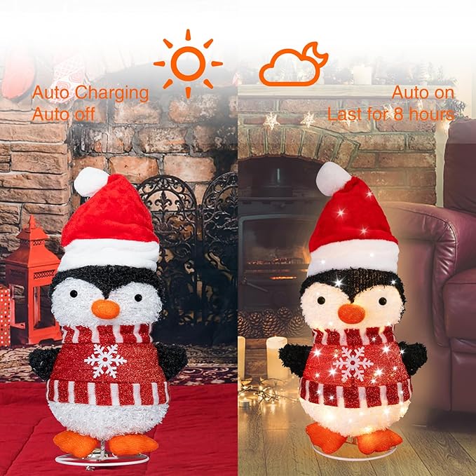Christmas Penguin Lighted Outdoor Dexoration, Outdoor Lighted Decoration Penguin Xmas Warm Lights Outside Table Lamps Decor, Plug in Outdoor Holiday Decorations for Home, Yard, Garden