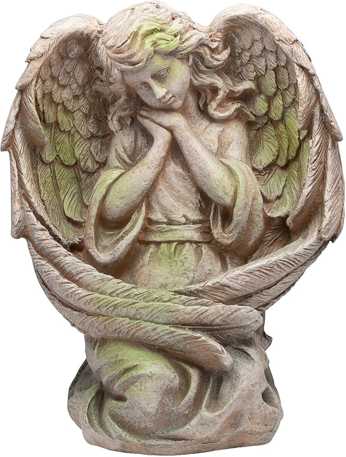Alpine Corporation 19" Tall Old World Guardian Angel Outdoor Garden Statue