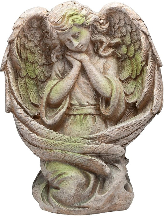 Alpine Corporation 19" Tall Old World Guardian Angel Outdoor Garden Statue