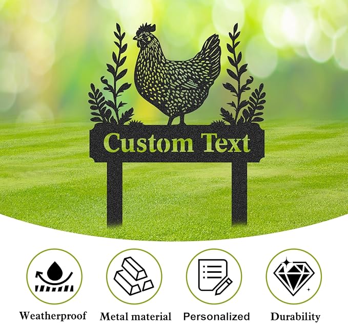 Personalized Metal Chicken Coop Sign, Custom Name Chicken Coop Signs for Outside, Decorative Garden Stakes, Metal Yard Art, Backyard Farmhouse Decor, Chicken Gifts for Women Man Color09
