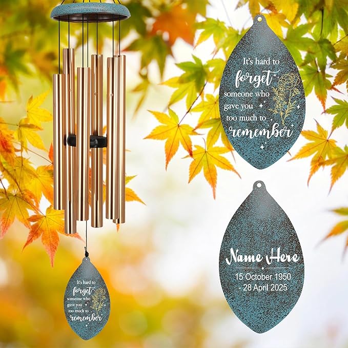 ASTARIN Personalized Wind Chimes Memorial, Customized Sympathy Gifts Wind Chime, 35inch Commemorative Wind Chime Deep Tone for Loss of Loved Daddy/Mom/Son for Condolences/Funeral