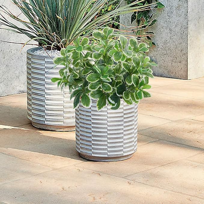 GTIDEA Artificial Shrubs Silk Green Greenery Outdoors Faux Plants Real Touch Green Leaves with Stems Fake Bushes Schefflera for Home Decor Indoor Garden Front Proch Office Table Wall Decor 2pcs