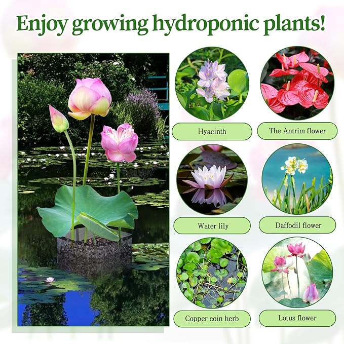 6 Pcs Aquatic Planting Bags, 3 Round and 3 Square 7.1" Reusable Mesh Water Gardens Plant Pots, Aquatic Plants Growing Container with Handles, Breathable Lily Pots for Bog and Terrestrial Plants
