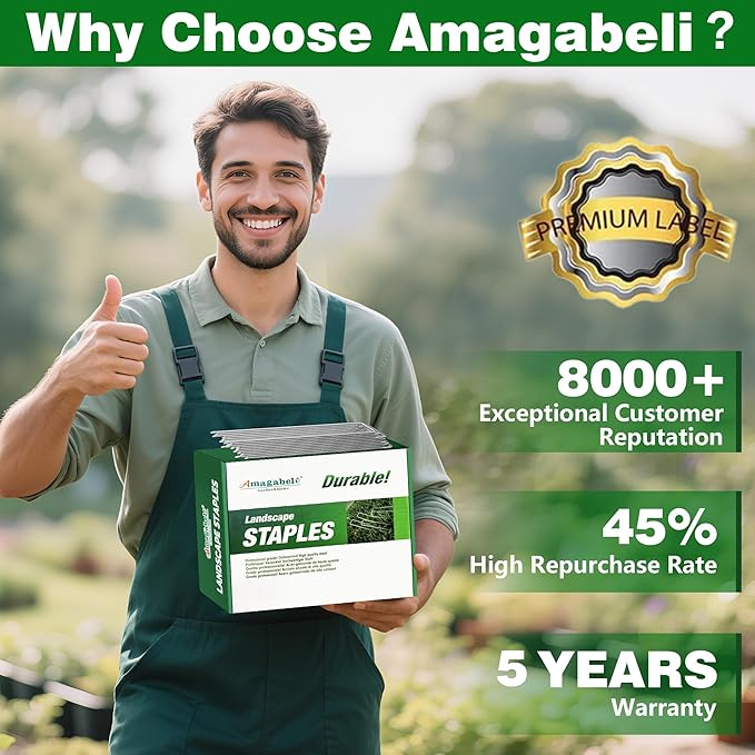 AMAGABELI GARDEN & HOME 6 Inch 100 Pack Galvanized Landscape Staples 11 Gauge Anti-Rust Heavy Duty Garden Staples Plant Cover Stakes U-Shaped Sod Pins Ground Fence Stakes for Weed Barrier Fabric