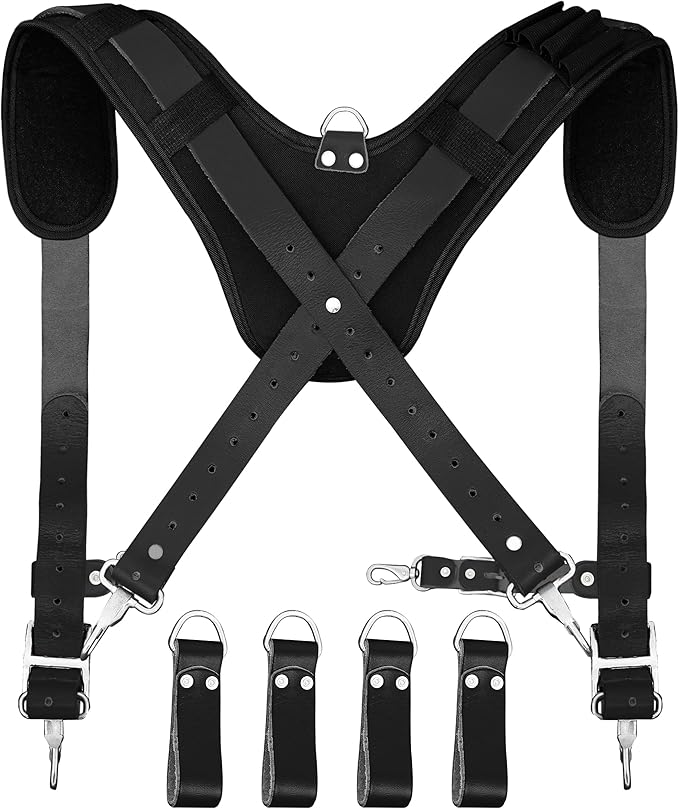 FUERI Tool Belt Suspenders for Men Heavy Duty Bags Construction Carpenter Tools Electricians Framers