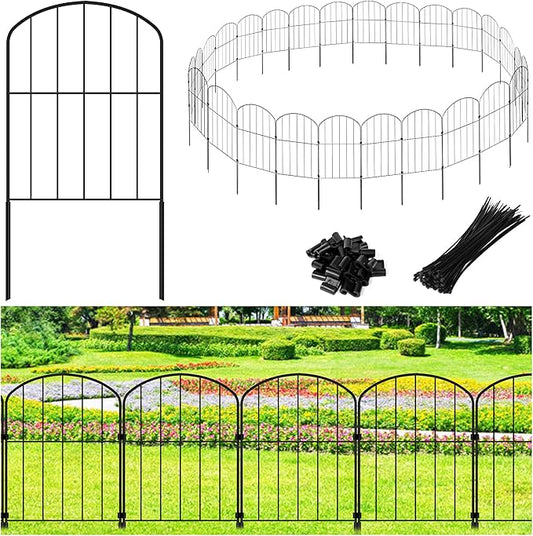 Decorative Garden Fence 24in (H) x 27.2ft (L), 26 Panels No Dig Garden Fencing Animal Barrier for Dogs Rabbits Arched Flower Bed Edging, Metal Wire Border Panel for Outdoor Patio Yard Decor