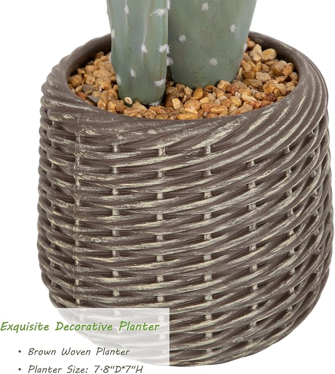 UV-Resistant Tall Faux Cactus in Brown Woven Planter,41" Fake Plant with Realistic Pads & Vibrant Fruits,Artificial Cactus Indoor Outdoor for Home Office Living Room Bedroom Foyer Porch Decor