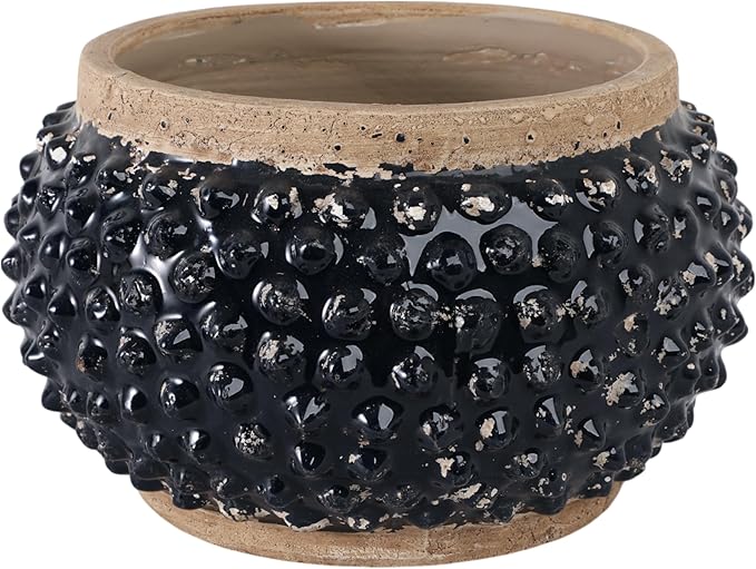 Flower Pots and Planters for Home Decor – Textured Pot for Indoor and Outdoor Display – Unique Design That Enhances House, Garden, and Patio Decor – Bring Style to Every Space – 7" Black & Brown