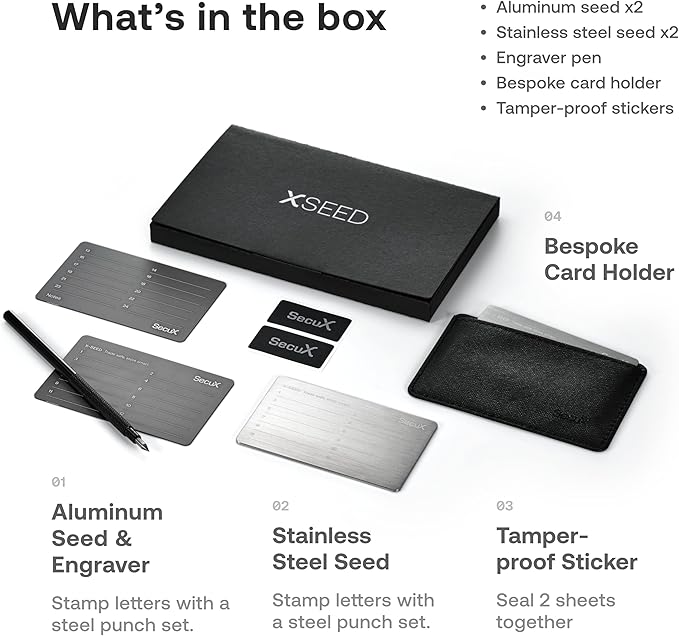 SecuX – XSEED - Secure Bitcoin Wallet Crypto Seed Storage Steel Plate - Compatible, Ledger, Trezor Hardware Wallets…