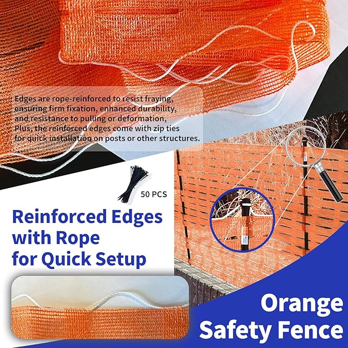 3' X 100' Safety Fence Orange Plastic Mesh Fence Roll for Temporary Construction Barrier Fence Snow Fence, Road Safety Warning Fencing Garden Netting Animal Barrier,Crowd Control