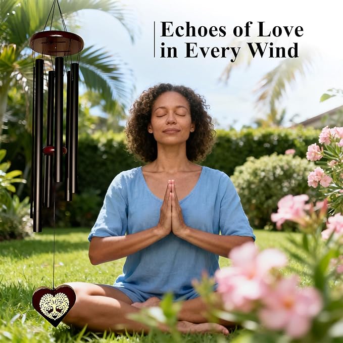Memorial Wind Chimes, Unique Sympathy Gift for Loss of Loved One Comes with Sympathy Card & Custom Verse on Pendant - for Bereavement/Funeral/Condolences/Grieving/- Gift of Love & Remembrance