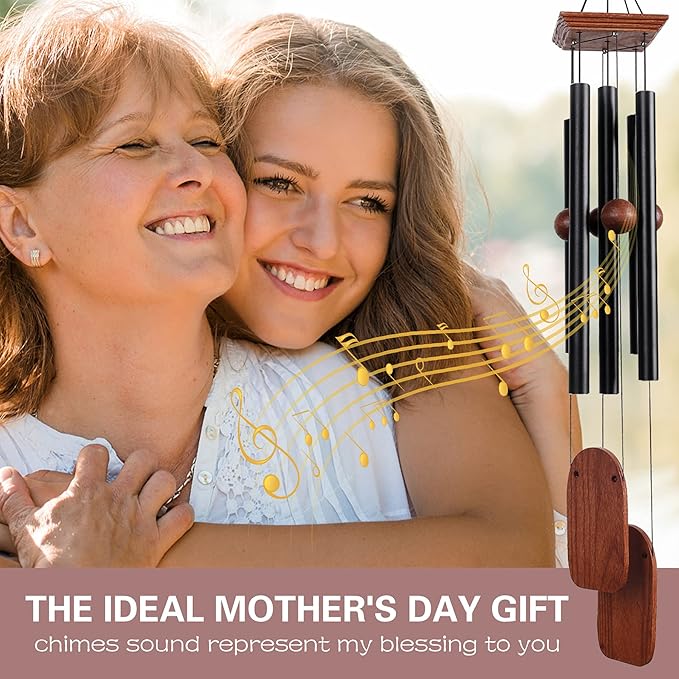 Wind Chimes for Outside Deep Tone, 36in Sympathy Wind Chimes Outdoor Clearance, Gifts for Mother's Day and Christmas, Outdoor Decor for Garden, Patio, Yard（Wood Wind Chime, Black）