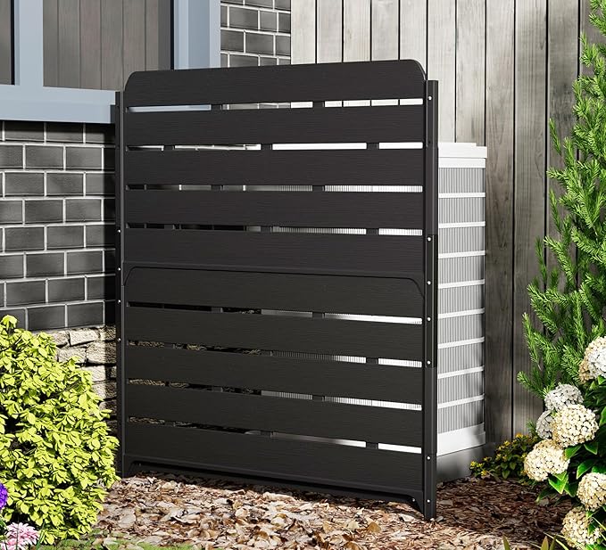 HOMSPARK Fence Privacy Screen Decorative Garden Fence Panels Multi-Purpose, No Dig Animal Barrier Fence Air Conditioner Fence Panels for Outside Yard Patio Pool, 45.7" W x 52" H, 1 PCs, Black