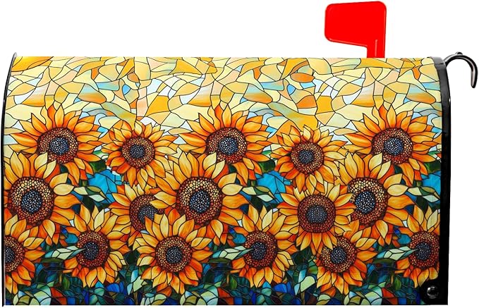 Sunflower Mailbox Covers Magnetic Standard Size Summer Mailbox Cover Fall Vintage Floral Mail Box Covers 21x18 inch Autumn Beautiful Flower Post Letter Box Wraps for Outdoor Garden Decor