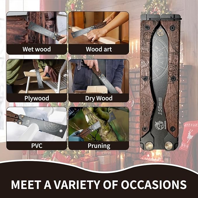 Folding Hand Saw | 6.5" Handle with 5.7" Blade | High-Carbon Steel (13/15 TPI) for Woodworking, Pruning, DIY, Japanese Saw, Lightweight Mini Saw, Portable Man's Gift