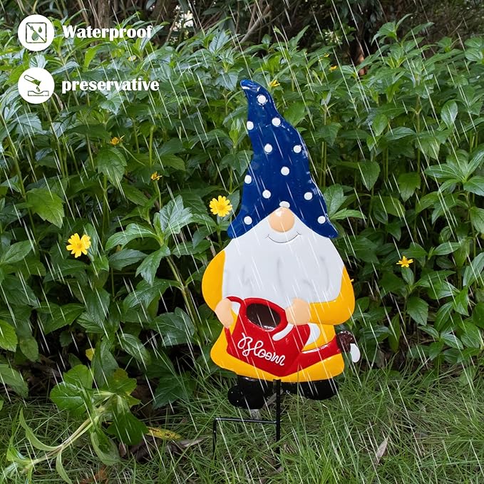 Metal Christmas Yard Signs Decor for Rust Prevention, Christmas Yard Stakes with Gnomes for Outside Garden Yard Lawn Porch Holiday Party(Blue)