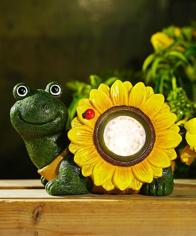 Solar Turtle Sunflower Light Garden Decor, Outdoor Statue Ornaments for Home Yard Lawn,Unique Gifts for Women Grandma Mom