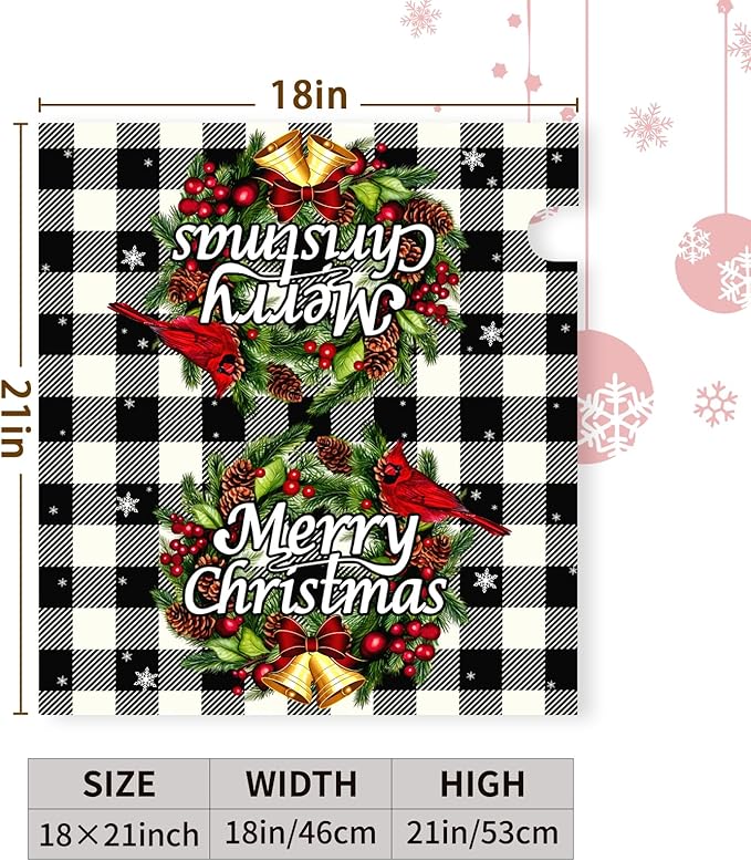 Merry Christmas Mailbox Covers Magnetic Standard Size Winter Buffalo Plaid Mailbox Post Cover Xmas Snowflake Mailbox Wraps Holiday Decor Waterproof 21 X18 Inch