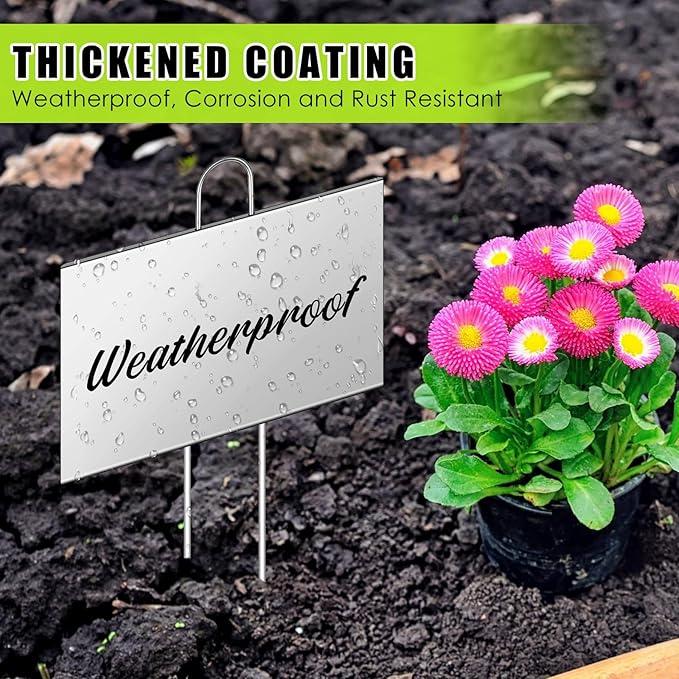 Landhoow 30 Pcs Large Garden Plant Markers Metal Plant Labels Sign 4'' x 6'' with 11'' Stake Weatherproof Waterproof Garden Sign for Outdoor Seedlings Herbs Vegetable Greenhouse, Sliver