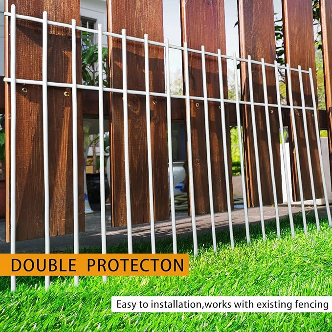 Adavin White Animal Barrier Fence, 15 Pack 24 in(L) X15 in(H) No Dig Underground Decorative Garden Fencing,Pet Dog Rabbits Fences Panel, 1.5 inch Spike Spacing, for Outdoor Yard Patio. Total 30 Ft(L)