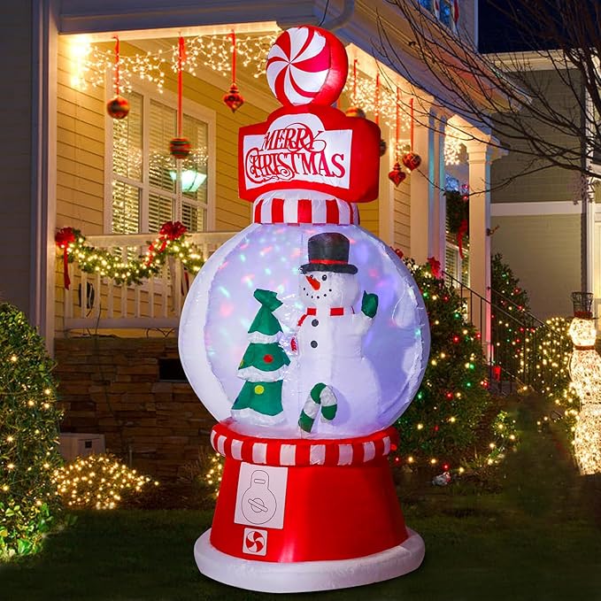 Christmas Inflatables Outdoor Decoration Giant Christmas Blow Up Yard Decorations Inflatable Globe with Snowman Santa Tree Outdoor Indoor Blow Up LED Light Yard Lawn Garden Home Party Decor