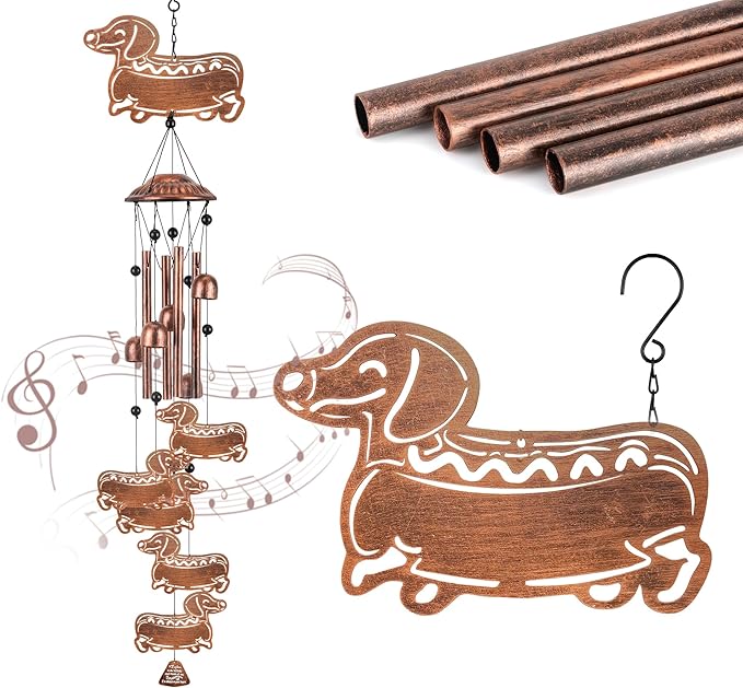 Outdoor Wind Chimes Dachshund Sasquatch Gifts Metal Windchimes for Men/Women/Memorial Gift Metal WindChimes for Outside/Indoors, Home, Lawn, Porch, Patio, Garden Decor