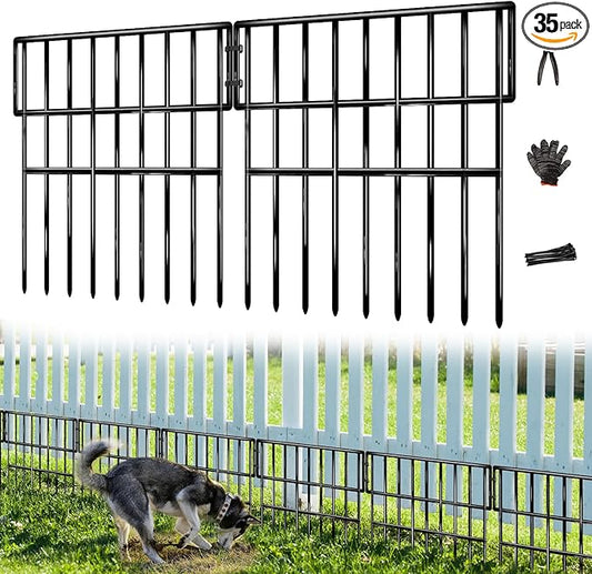 35 Panels Garden Fence Animal Barrier, 38 Ft(L) X 13 in(H) No Dig Fence for Dogs, Upgrade 1.2in Gap Garden Border Ground Defense, Rustproof Metal Outdoor Wire Fencing for Dogs, Rabbits